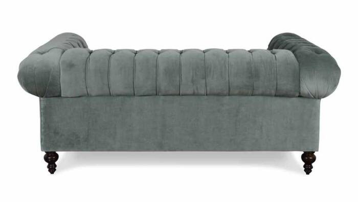 Klasik Chesterfield Chester Kanepe Gri Kadife 2 Kişilik - 3