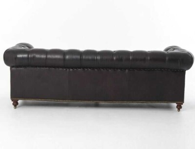 Klasik Chesterfield Chester Kanepe Siyah Suni Deri Koltuk - 3