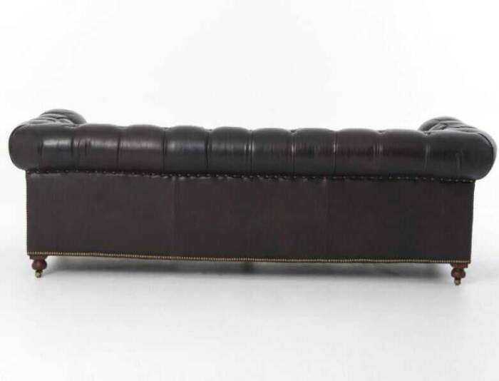 Klasik Chesterfield Chester Kanepe Siyah Suni Deri Koltuk - 3
